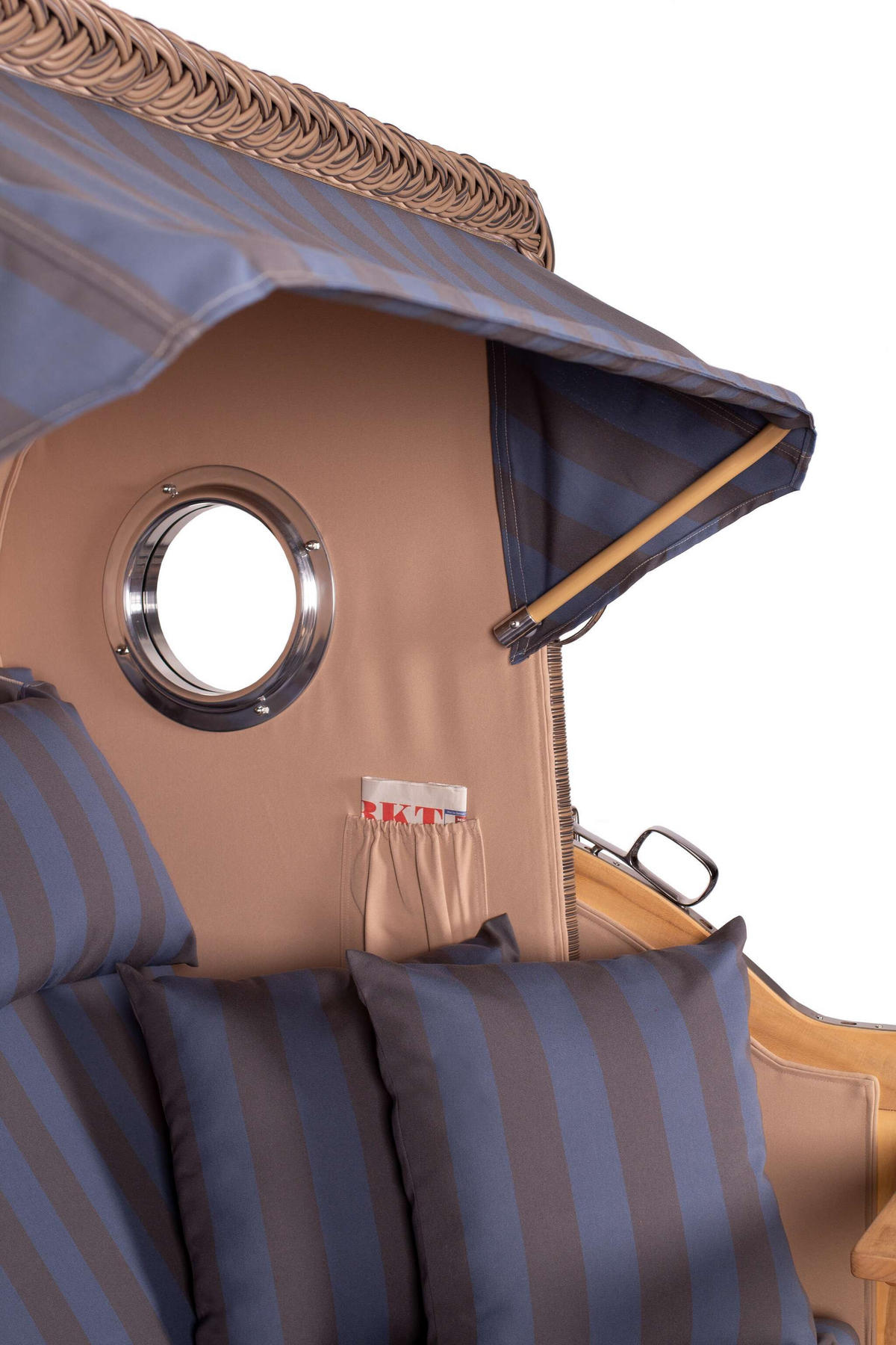 STRANDKORB Baltikum Teak 2,5 Sitzer - Braun/Grau, Holz/Metall (142/170/95cm) - Mr. Deko