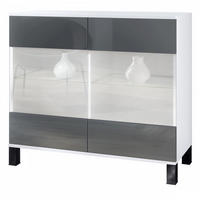 KOMMODE Bari Grau Hochglanz - Grau, Holzwerkstoff (92.5/84.5/35cm) - Vladon