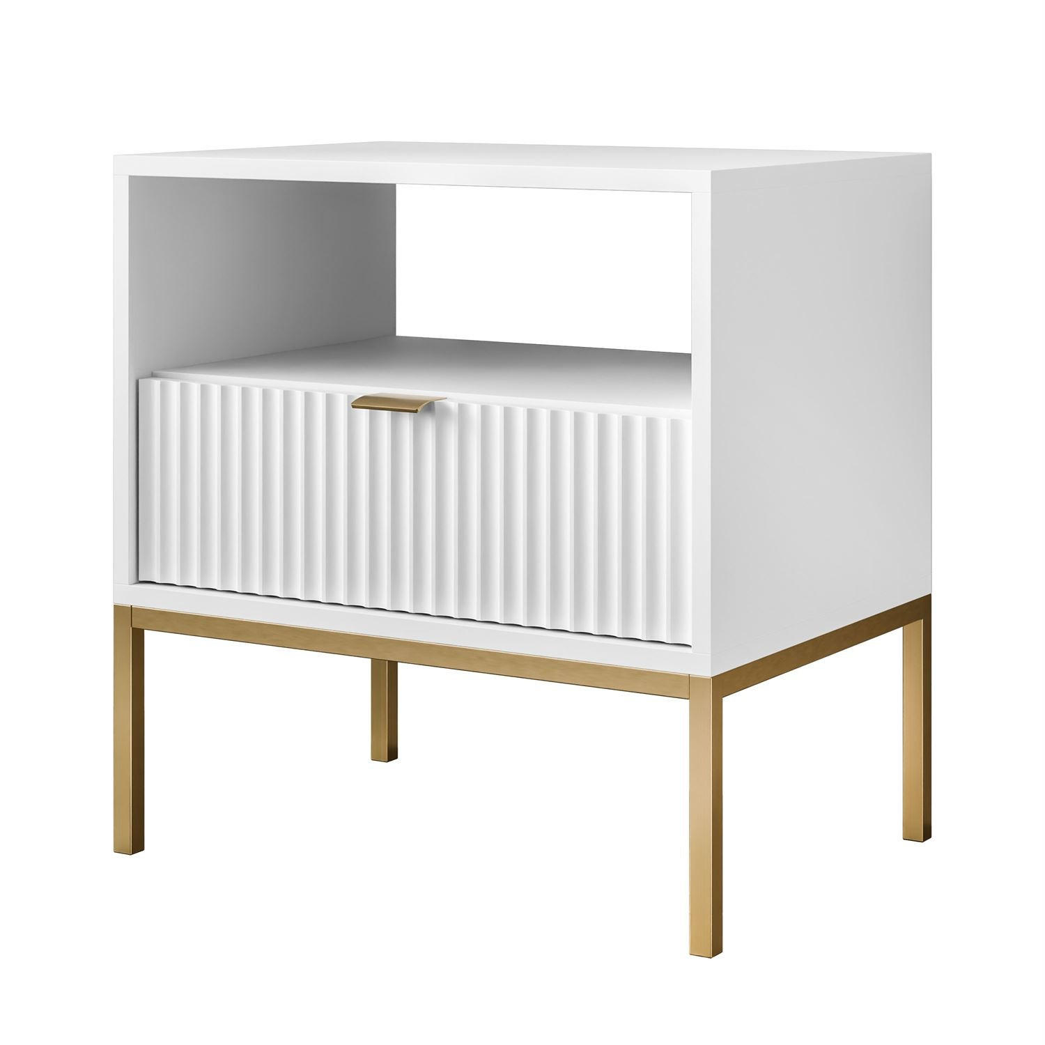 NACHTTISCH CORTADO GOLD S54 WEISS - Weiß, Holzwerkstoff (54/56/39cm) - Lookway