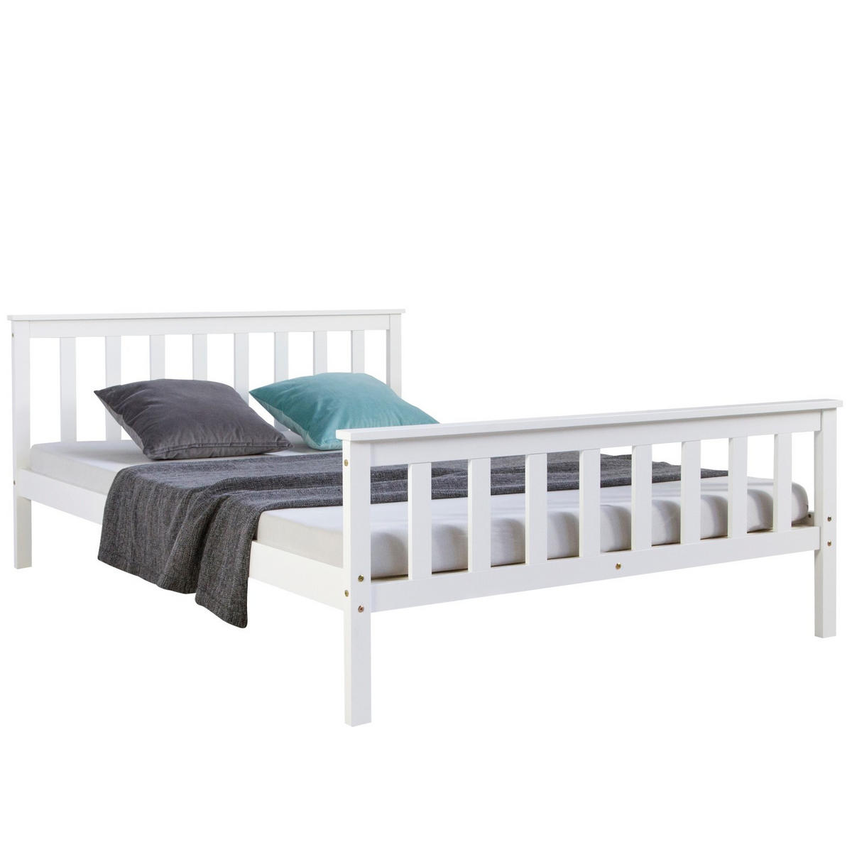 HOLZBETT Doppelbett mit Lattenrost 140/200 cm weiß - Weiß, Holz (140/200cm) - Homestyle4u