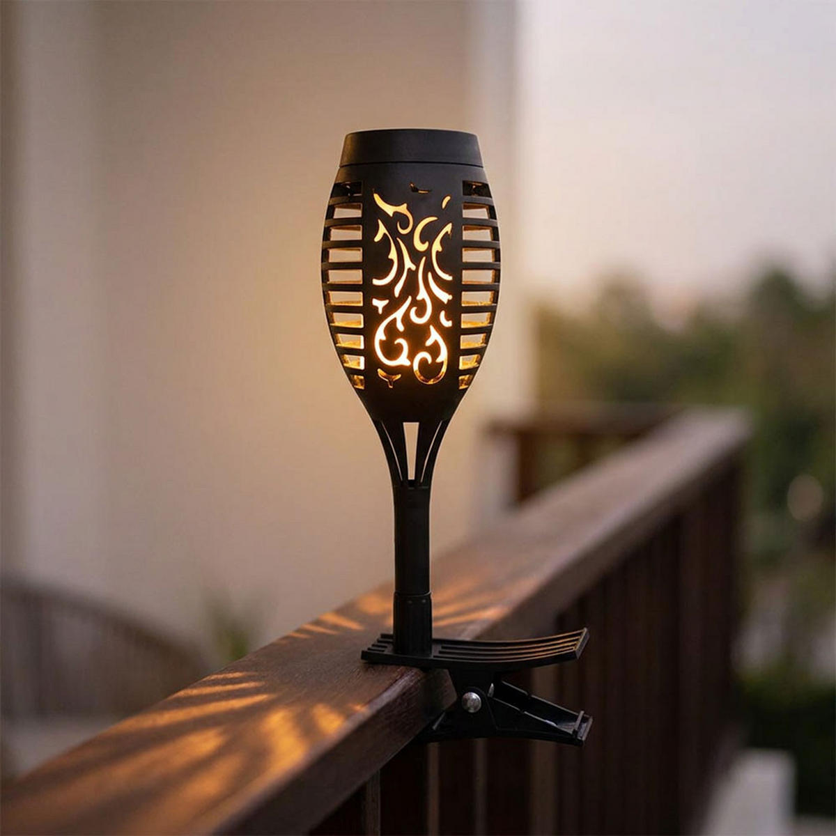 LED AUSSENLEUCHTE Solarfackeln Schwarz - Schwarz, Kunststoff (7.5/7.5/26cm)
