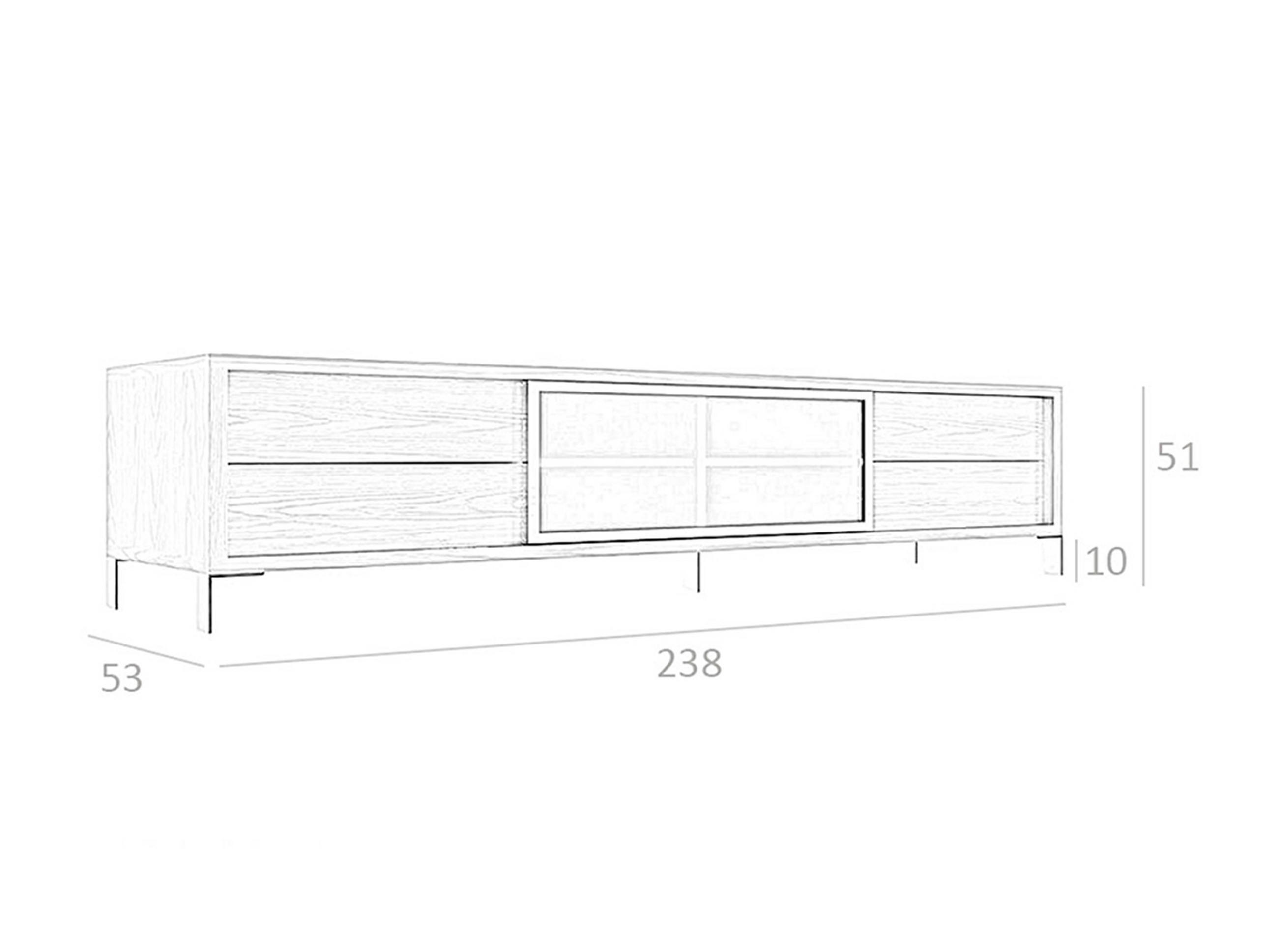 TV-ELEMENT Walnuss Stahl 238/53/51 cm - Edelstahlfarben/Walnussfarben, Holz/Metall (238/51/53cm) - ANGEL CERDA