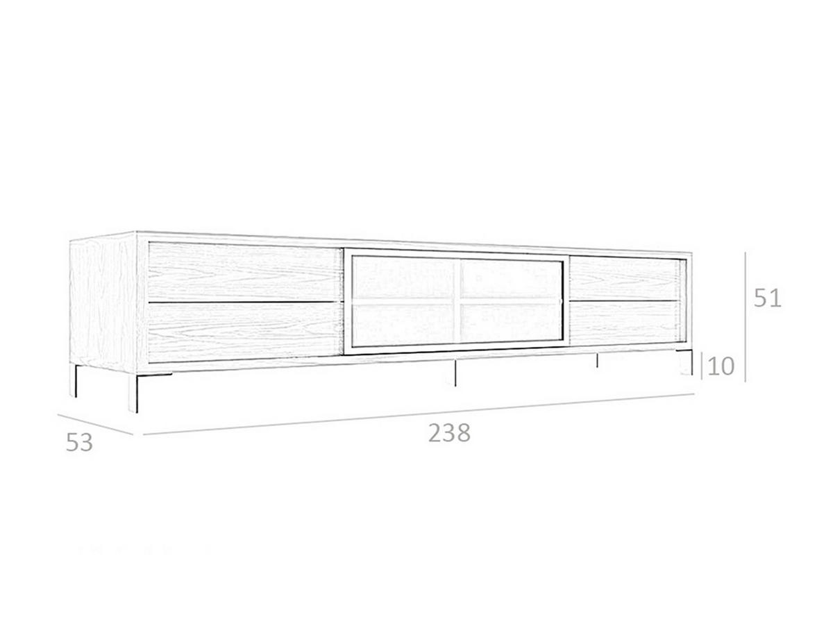 TV-ELEMENT Walnuss Stahl 238/53/51 cm - Edelstahlfarben/Walnussfarben, Holz/Metall (238/51/53cm) - ANGEL CERDA
