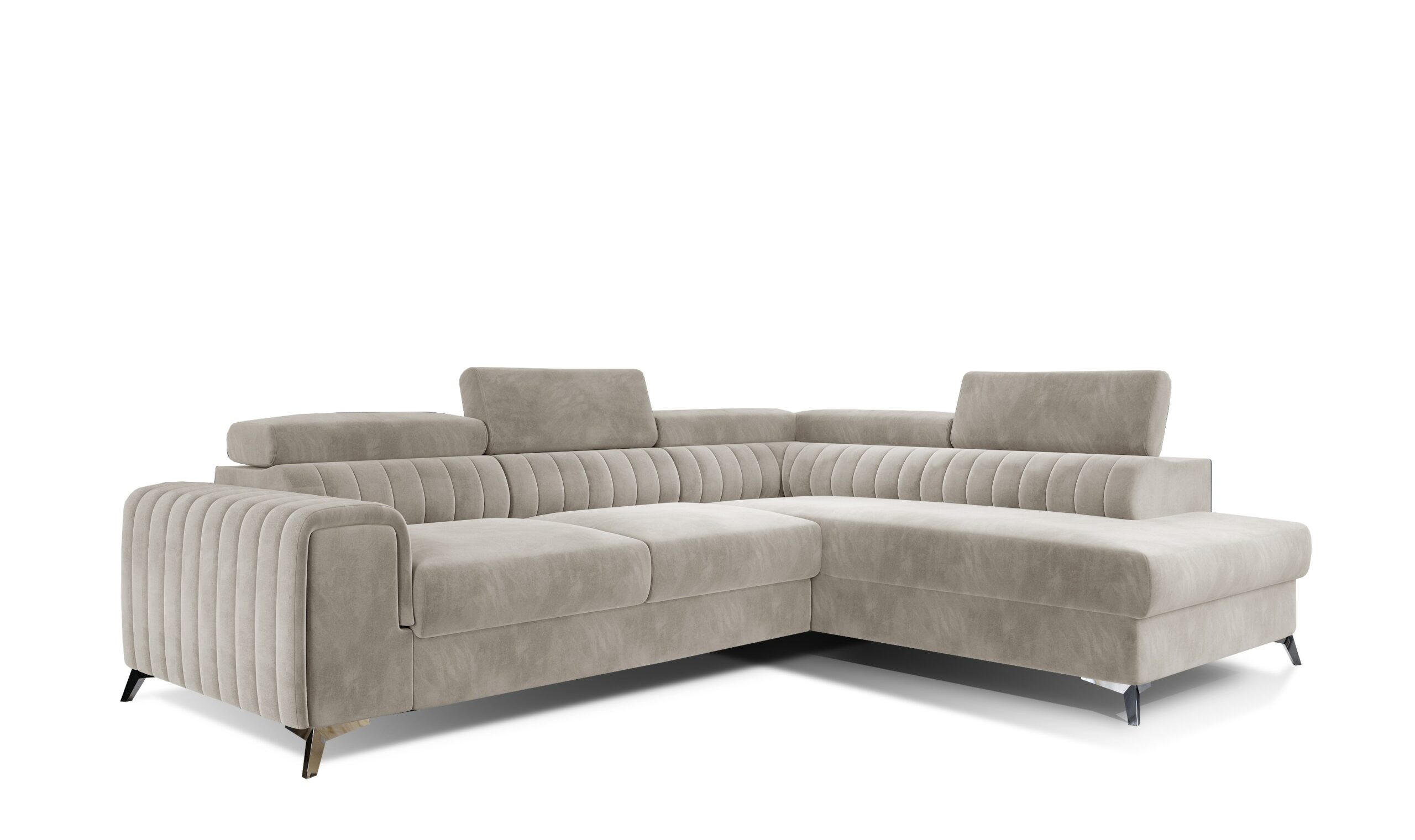 ECKSOFA - OLIVIER (Rechts, Hellbeige) - Creme, Textil (275/205cm) - Möblo