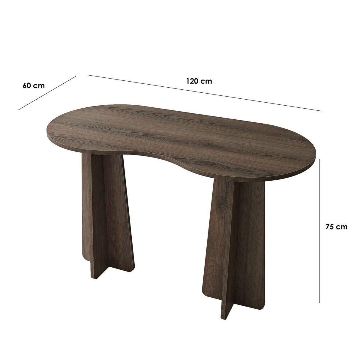 SCHREIBTISCH mit organisch-form Tischplatte 120/60/75 cm - Naturfarben, Holzwerkstoff (8.5/60/75cm) - Calicosy