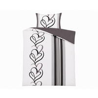 BETTWÄSCHE Herzen Weiß/Grau 155x220 cm Extra Lang 2-teilig - Multicolor, Naturmaterialien (155/220cm) - Nesbel – Beauty & Ambiente