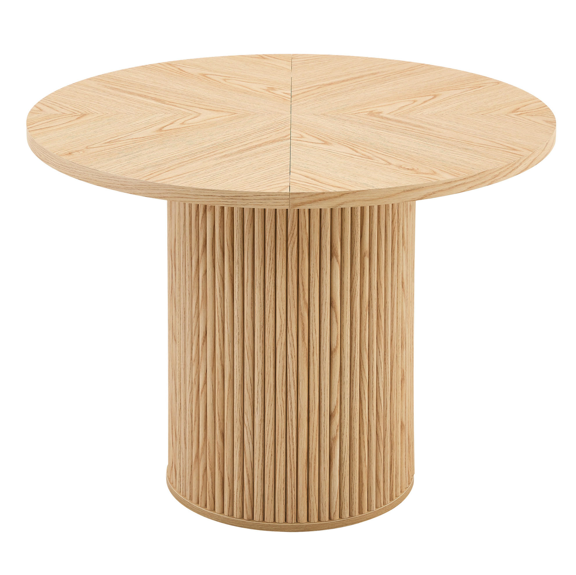 ESSTISCH rund 100/100/76 cm mit Stauraum, zylindrischem Säulenbein und MDF/Metall, Naturholz - Naturfarben, Holzwerkstoff (100/100/76cm) - Redom