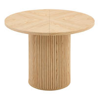 ESSTISCH rund 100/100/76 cm mit Stauraum, zylindrischem Säulenbein und MDF/Metall, Naturholz - Naturfarben, Holzwerkstoff (100/100/76cm) - Redom