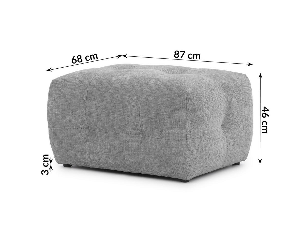 ECKSOFA inkl. Hocker Kozy im Bumpy-Design mit Schlaffunktion und fester Rückenlehne aus weichem Hellgrau Chenille-Stoff - Ottomane rechts - Hellgrau/Schwarz, Holz/Kunststoff (234/161cm) - S-Style Möbel