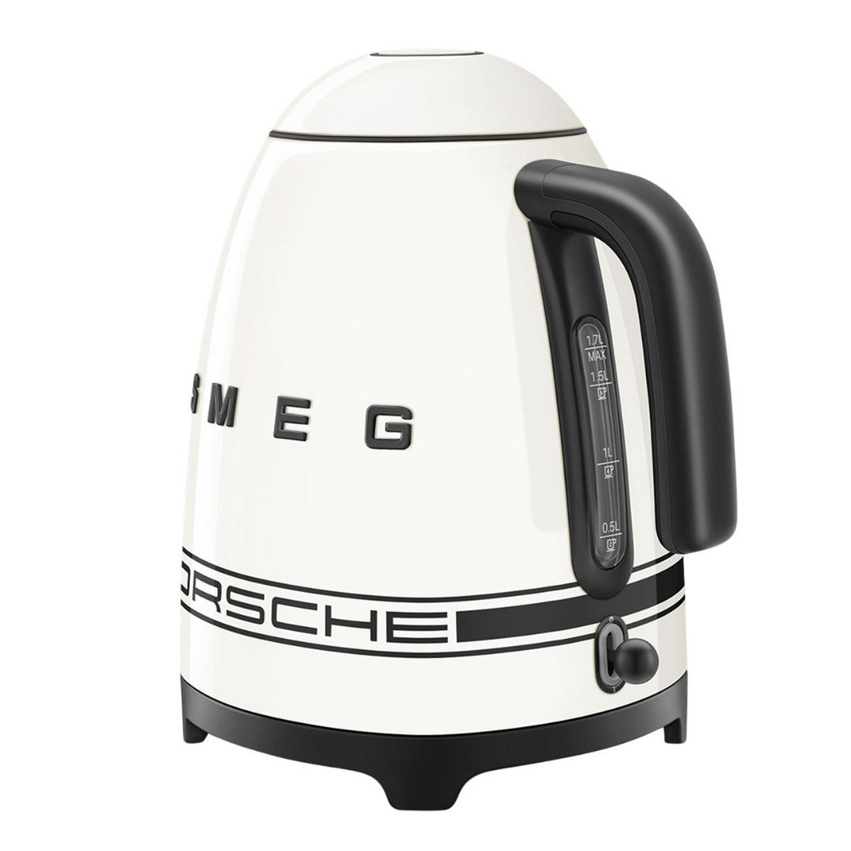 WASSERKOCHER Weiß 1,7 L, 2400 W, Edelstahl, Schnellkochfunktion, Küchengerät, Design Wasserkocher, Kalkfilter, kabellos, Temperaturbeständig - Schwarz/Weiß, Metall (22.6/24.8/17.1cm) - SMEG