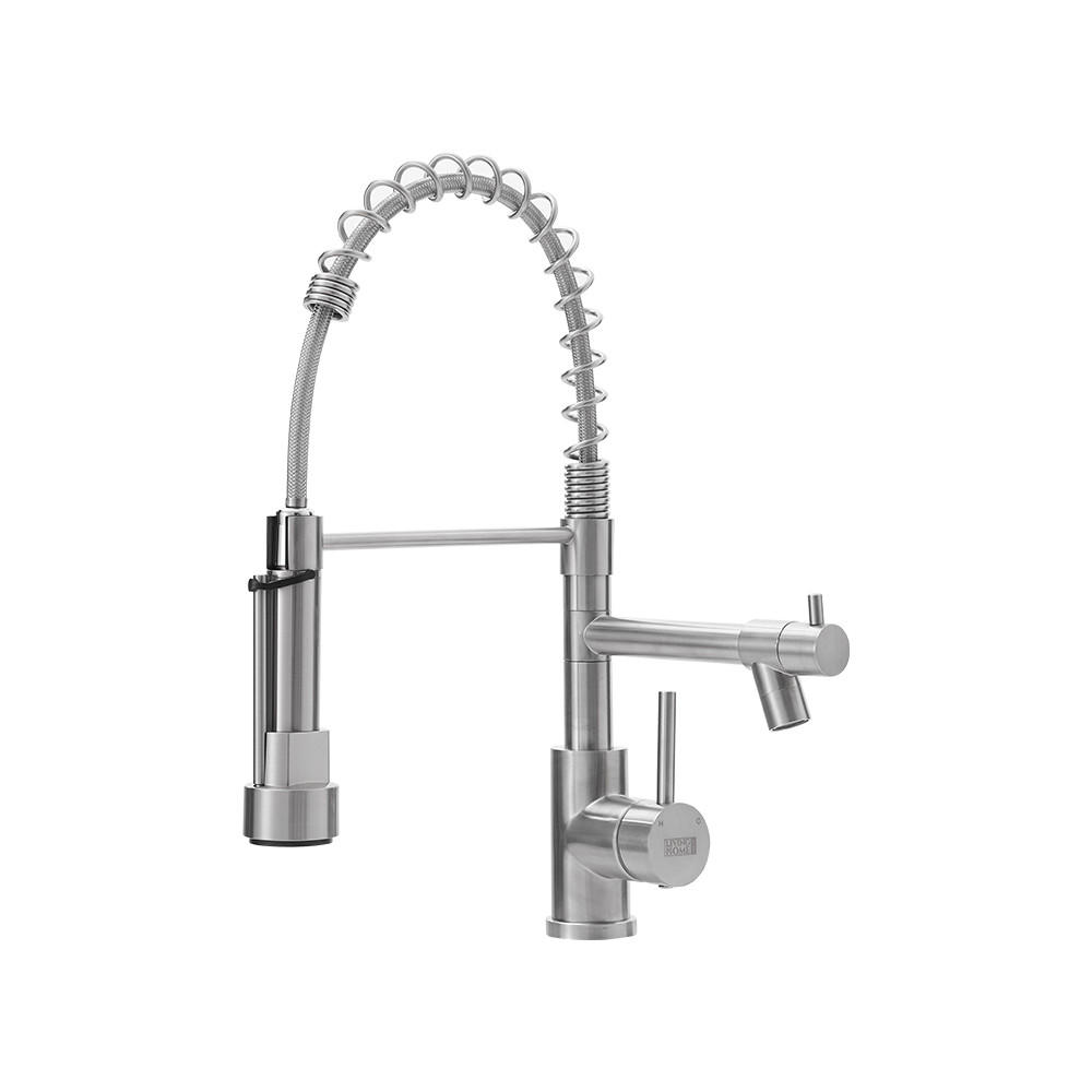 KÜCHENARMATUR Ausziehbar Brausekopf Topffüller Einhandgriff Gebürstetes Nickel - Nickelfarben, Metall (25.5/43/5cm) - Livingandhome