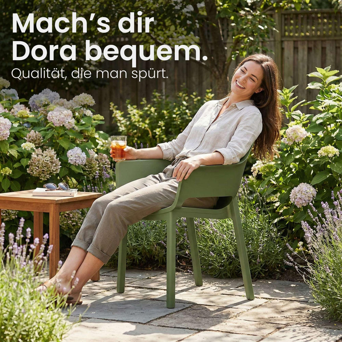 GARTENSTUHL Kunststoff Oliv - Olivgrün, Kunststoff (60/90/65cm) - CLP