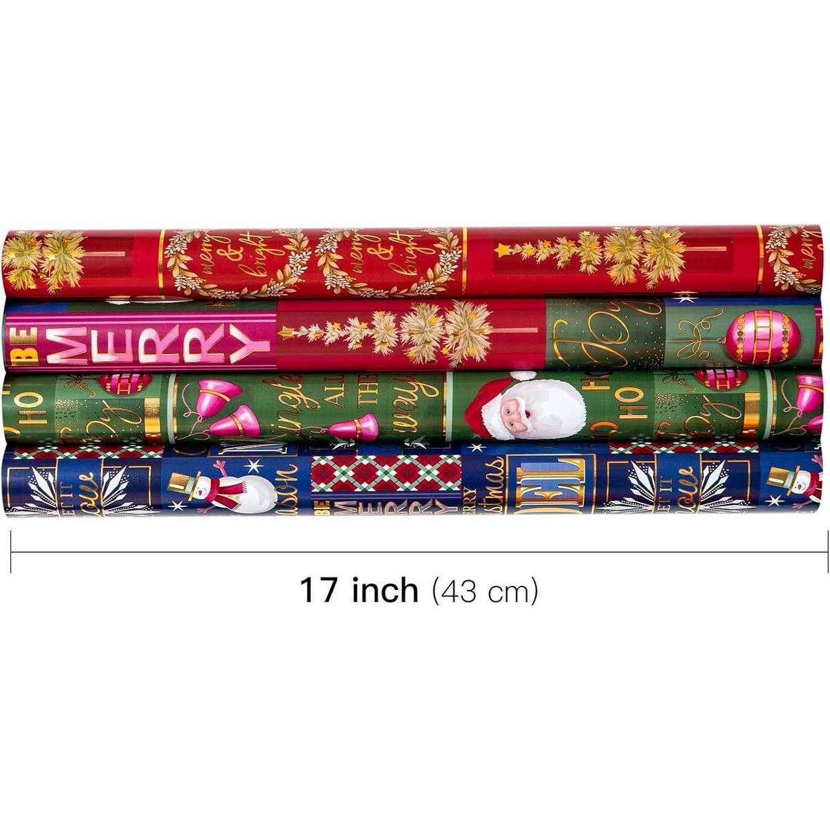 GESCHENKPAPIER 4 Rollen 43,5 x 305 cm Weihnachtsmotive - Multicolor, Papier (13/3/76cm)