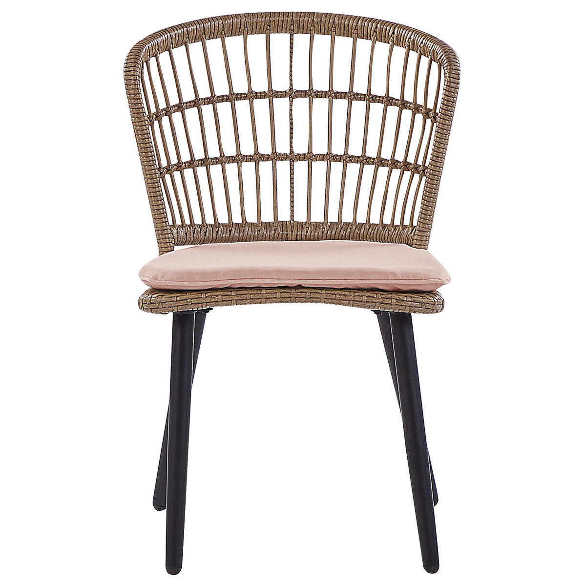 GARTENMÖBEL SET 6-Sitzer Rattan natürlich Auflagen rosa Aliano II - Pink/Beige, Kunststoff - Beliani