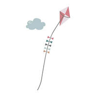 WANDSTICKER Messlatte Papierdrache rosa - Rosa, Kunststoff (17/24/10cm) - Sebra
