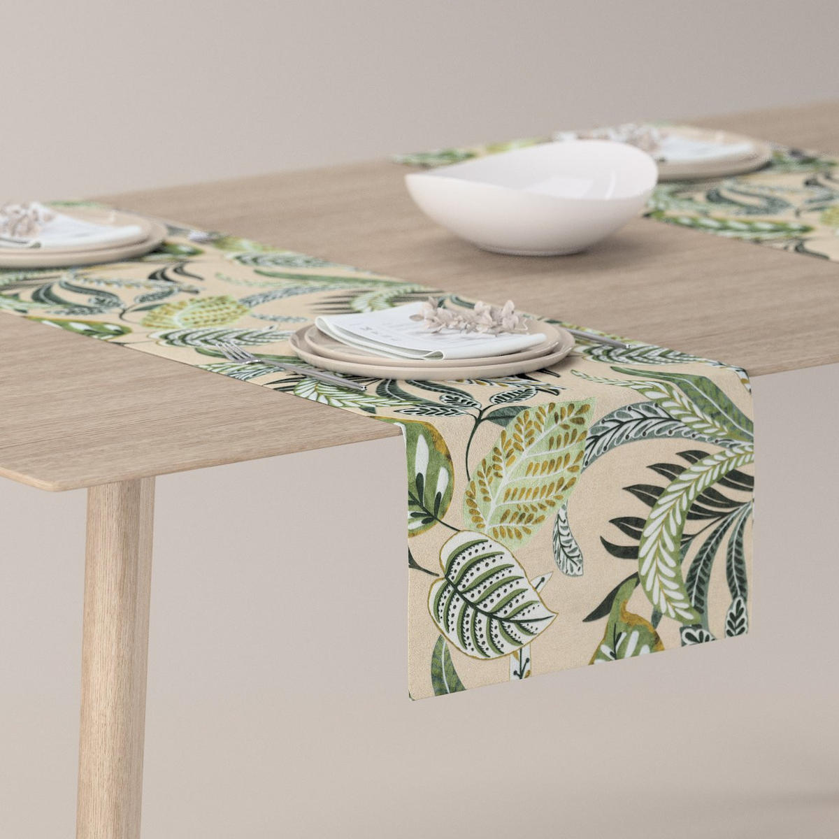 TISCHLÄUFER Tropical Island, grün und beige, 40x130 cm - Beige/Grün, Textil (40/130cm) - Dekoria