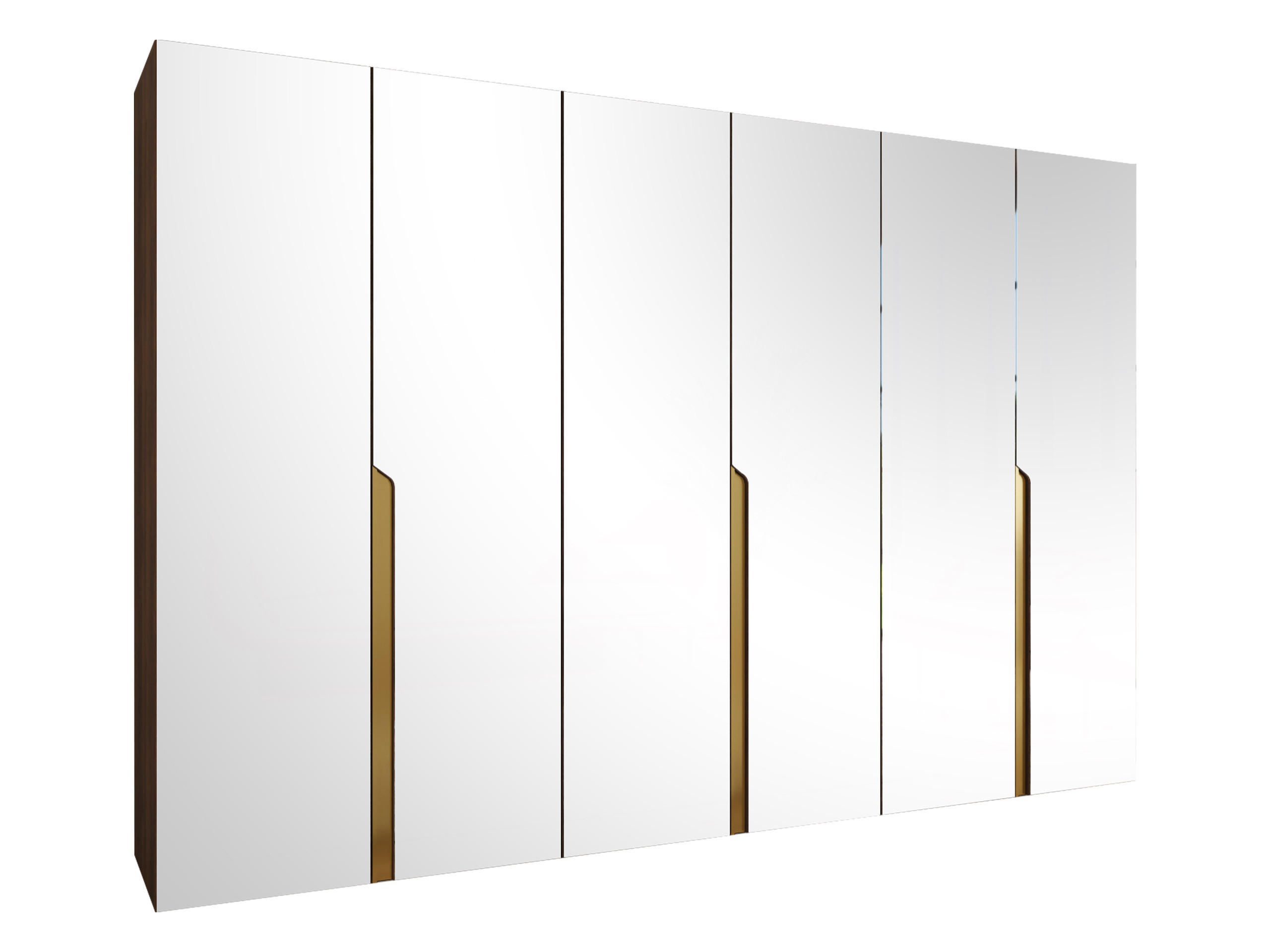 DREHTÜRENSCHRANK Mila III 300 - Goldfarben/Nussbaumfarben, Holzwerkstoff/Kunststoff (300/202/52cm) - MIRJAN24