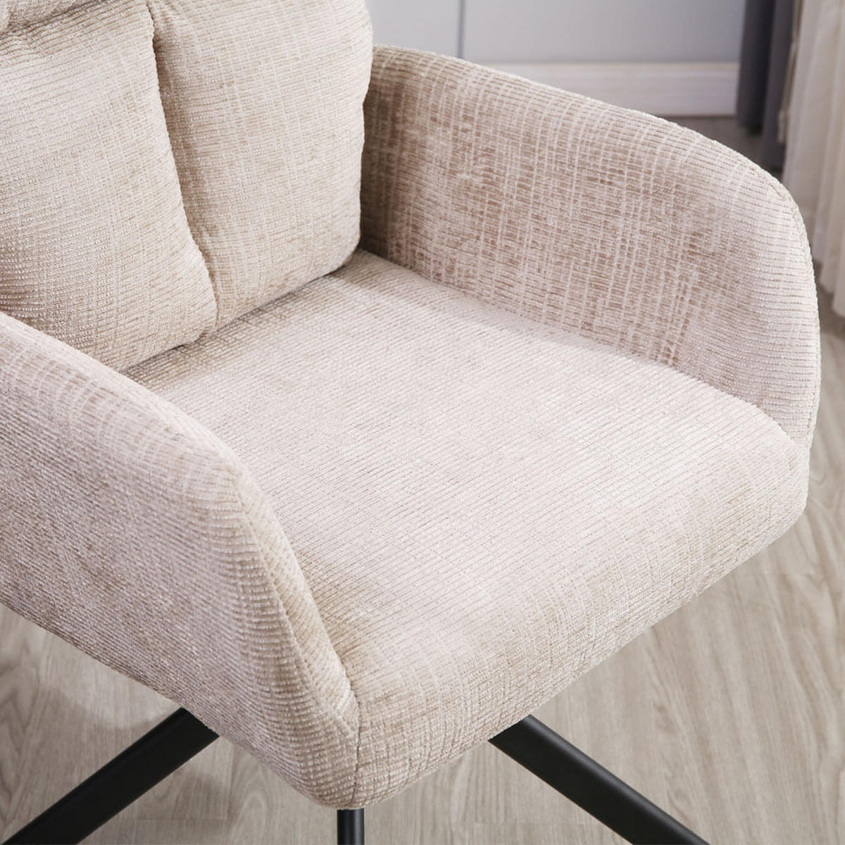 ESSZIMMERSTUHL ALUNA - Chenille, 2 - Beige, Kunststoff/Metall (66/91/72.5cm) - Home Deluxe