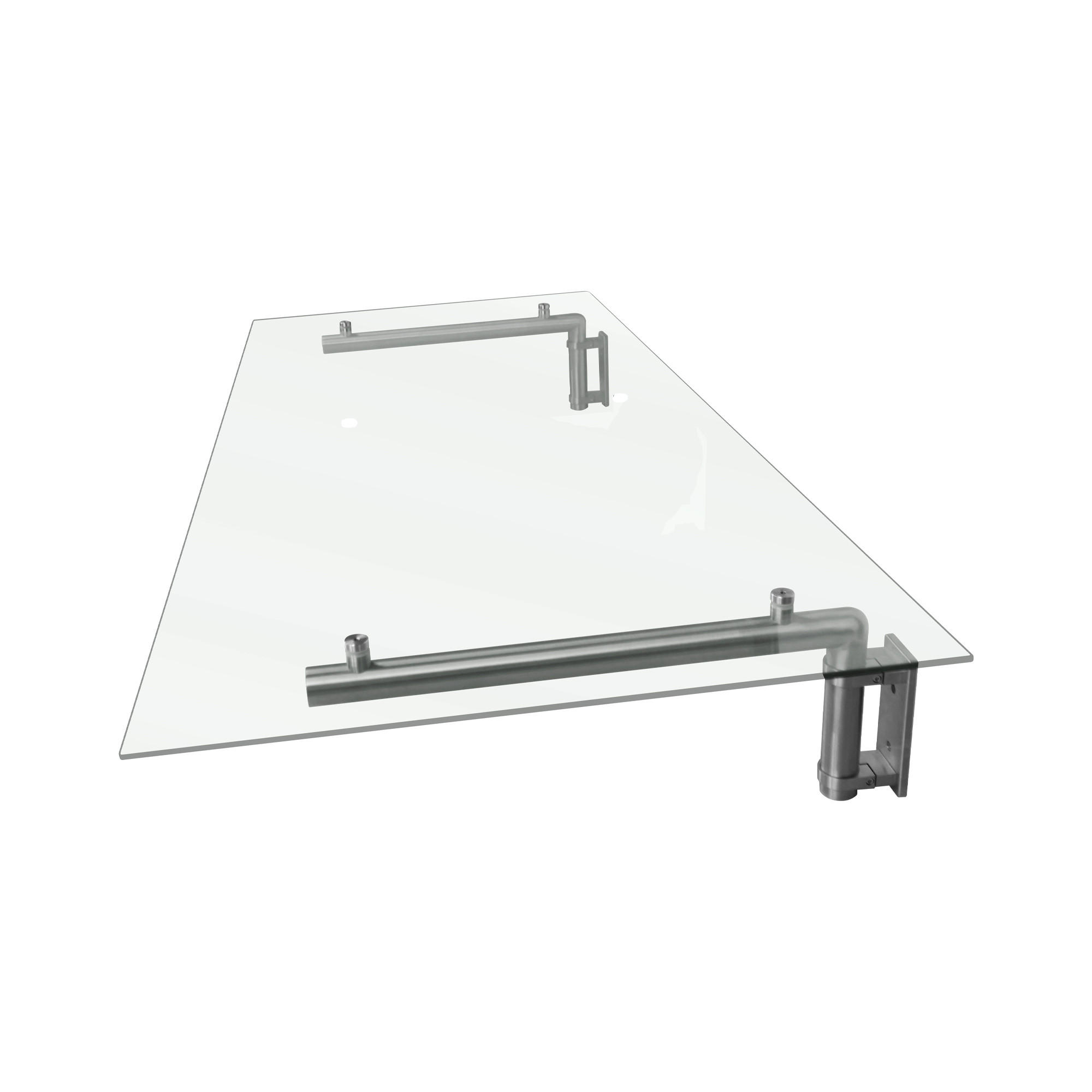 VORDACH & Halterungen, Glas, 144cm B, 80cm T - Silberfarben, Glas (70/20/20cm) - Monstershop