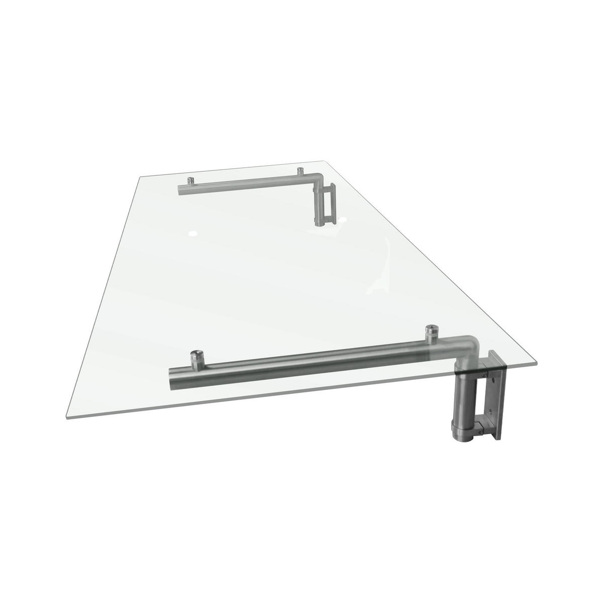 VORDACH & Halterungen, Glas, 144cm B, 80cm T - Silberfarben, Glas (70/20/20cm) - Monstershop