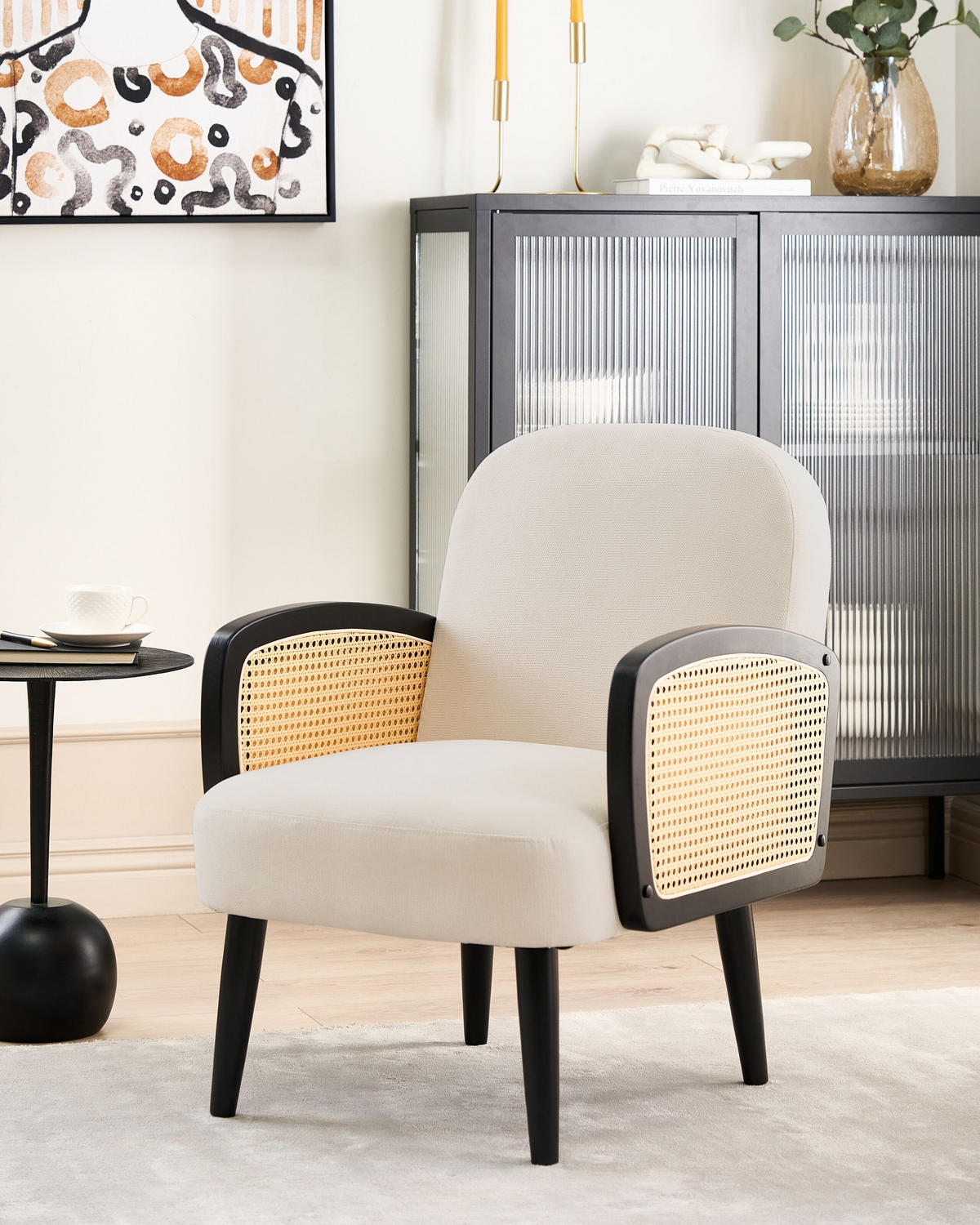 SESSEL Schwarz Dvenberg - Hellbraun/Beige, Textil (61/78/73cm) - Beliani