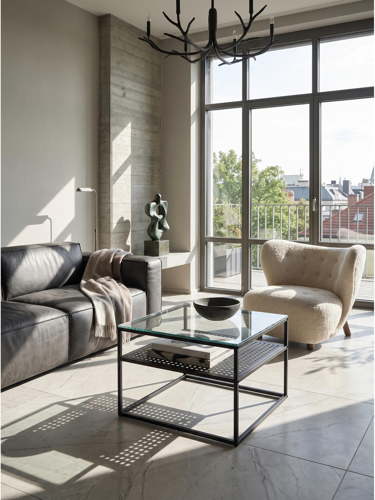 COUCHTISCH ALCUDIA, Einscheibensicherheitsglas, Schwarz, 60 x 60 x 45 cm - Schwarz, Glas/Metall (60/60/45cm) - KADIMA DESIGN