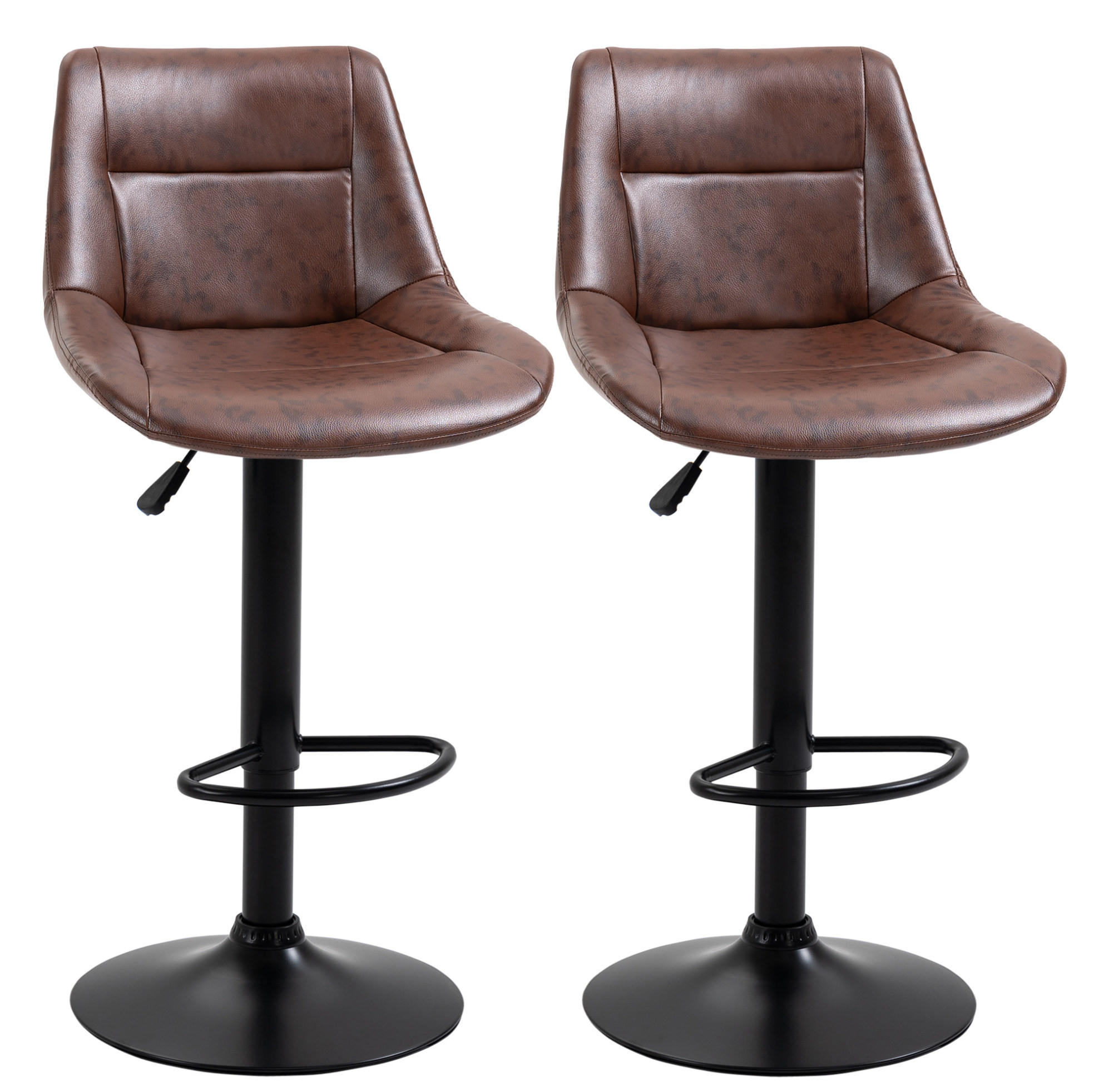 BARHOCKER 2er-Set höhenverstellbar mit Rückenlehne, drehbar, Braun - Braun, Metall (50/108/46.5cm) - MIVRAY