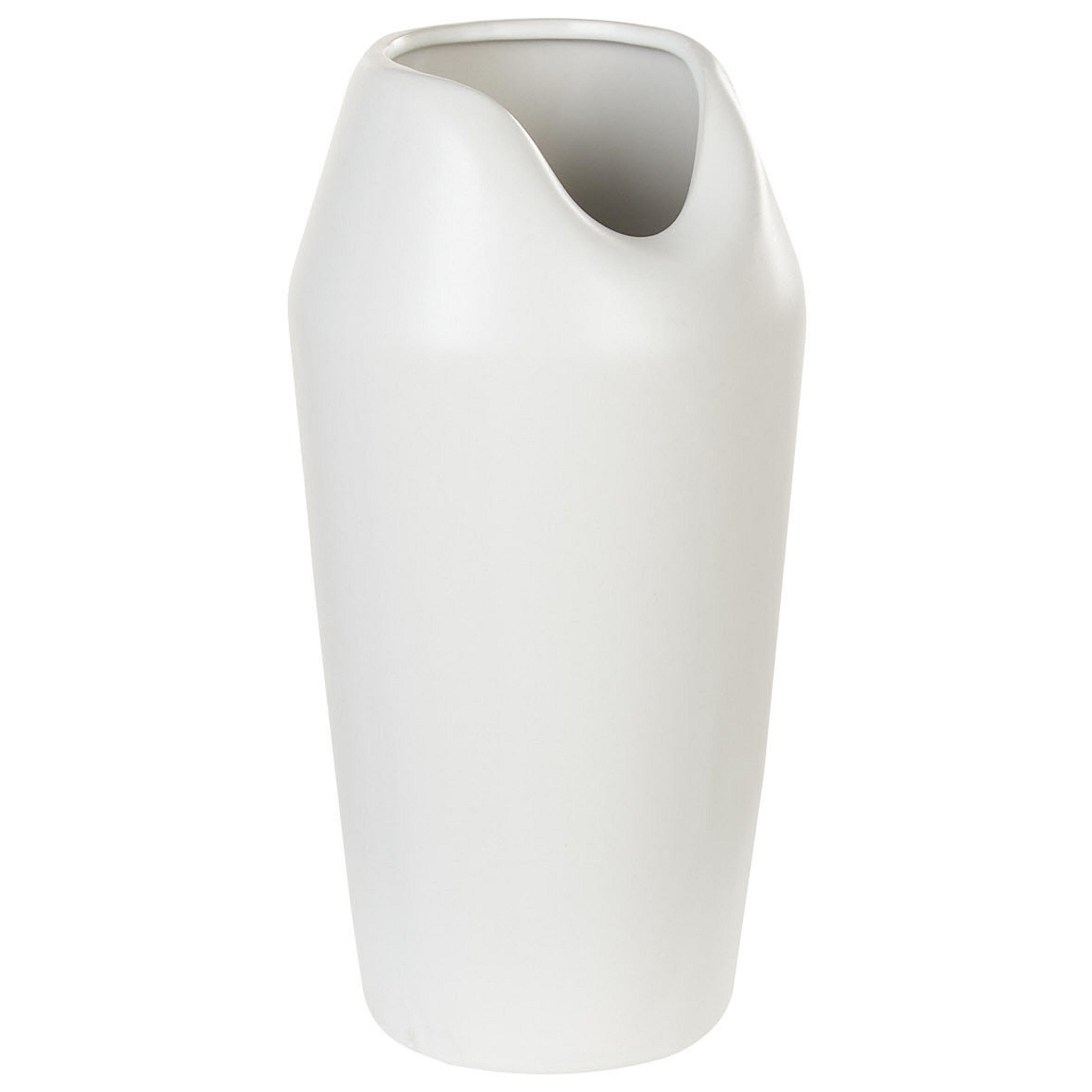 DEKOVASE Steinzeug weiß Apamea - Weiß, Stein (33cm) - Beliani