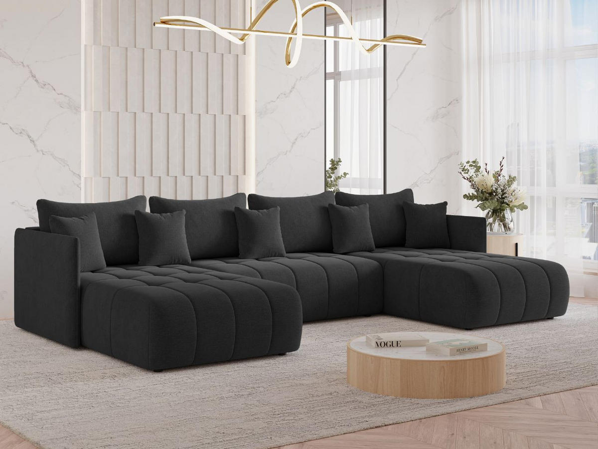 ECKSOFA Ardi U Anthrazit - Anthrazit, Holz/Textil (353/180cm) - Graingold