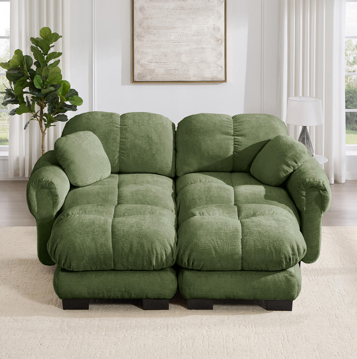 SOFA od ženilje u zelenoj boji, 190/149/90 cm - zelena, tekstil (149/90/190cm) - Flora Grace