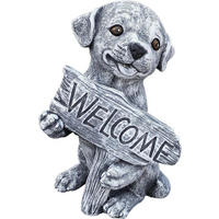 STEINFIGUR Hund Welcome Frostfest wetterfest massiver Steinguss - Grau, Stein (16/27/19cm) - stoneandstyle