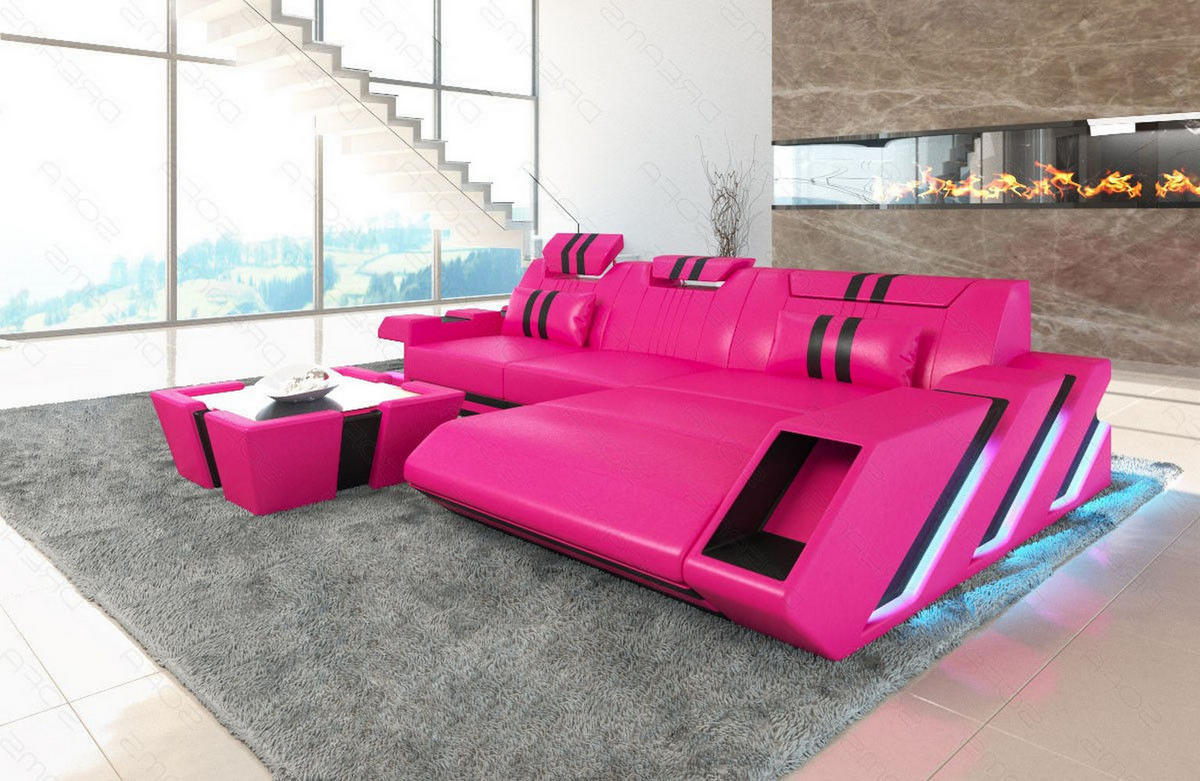 ECKSOFA Apollonia L - Pink, Leder (190/295cm) - Sofa Dreams