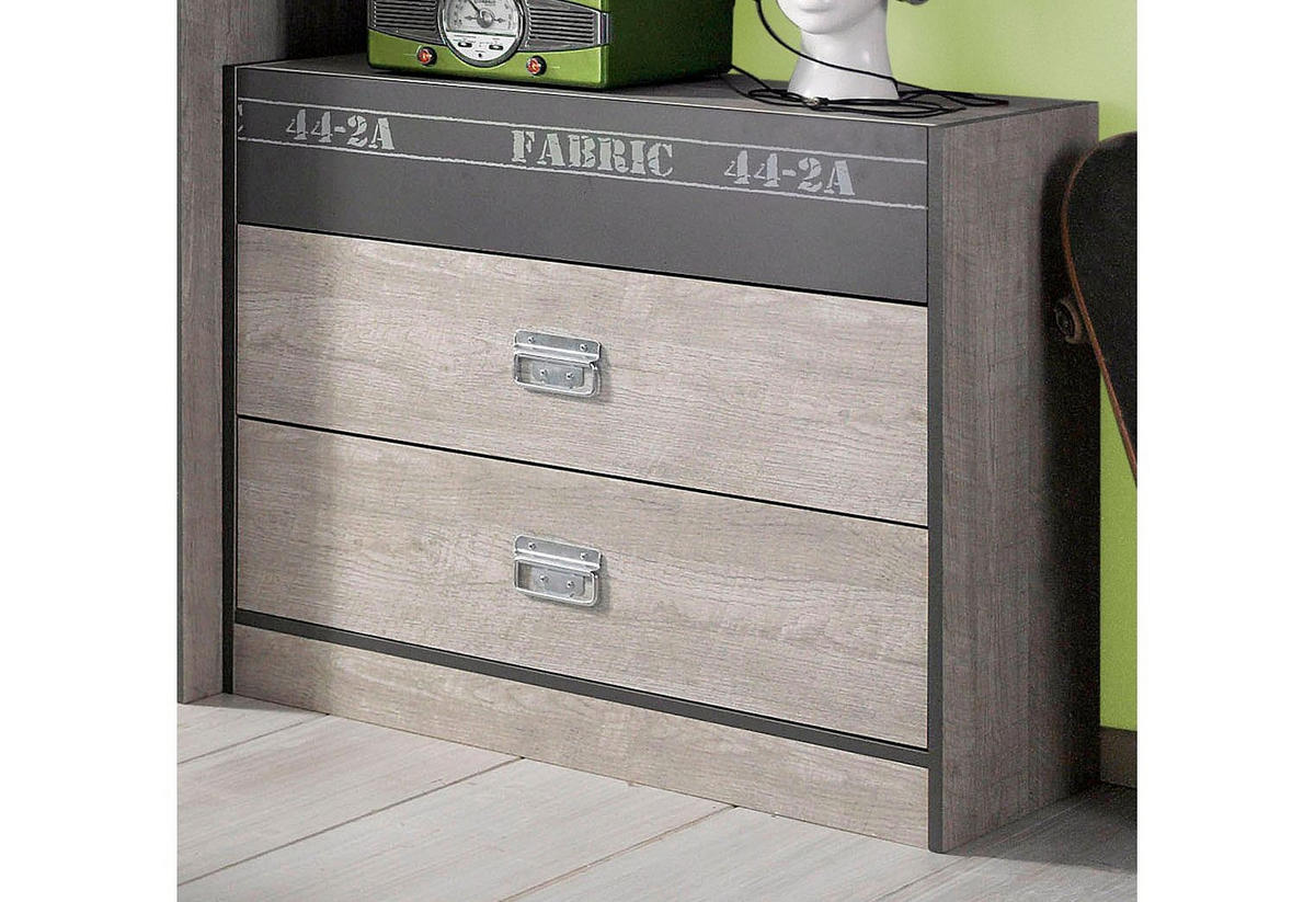 JUGENDZIMMER Set 4-tlg mit Gamingtisch Bett 90 x 200 Kommode - Chromfarben/Eschefarben, Holzwerkstoff/Kunststoff (99/87/207cm) - Parisot Meuble