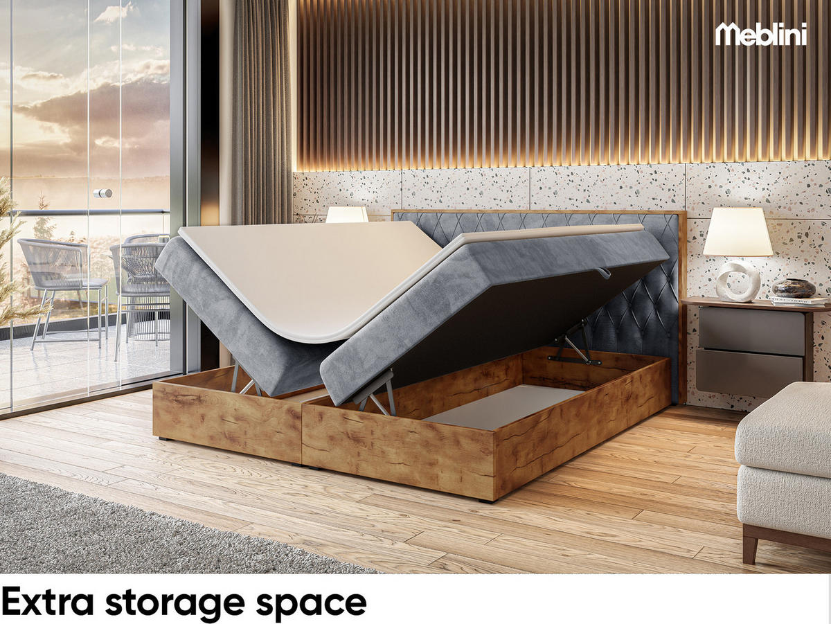 BOXSPRINGBETT Lofty 6 H3 - Grau, Holzwerkstoff (120/200cm) - Meblini