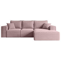 ECKSOFA mit Schlaffunktion und Bettkasten SERRA-L-S - 266x161x87 cm Rosa Cord - Schwarz/Rosa, Holzwerkstoff/Kunststoff (266/161cm) - ALTDECOR