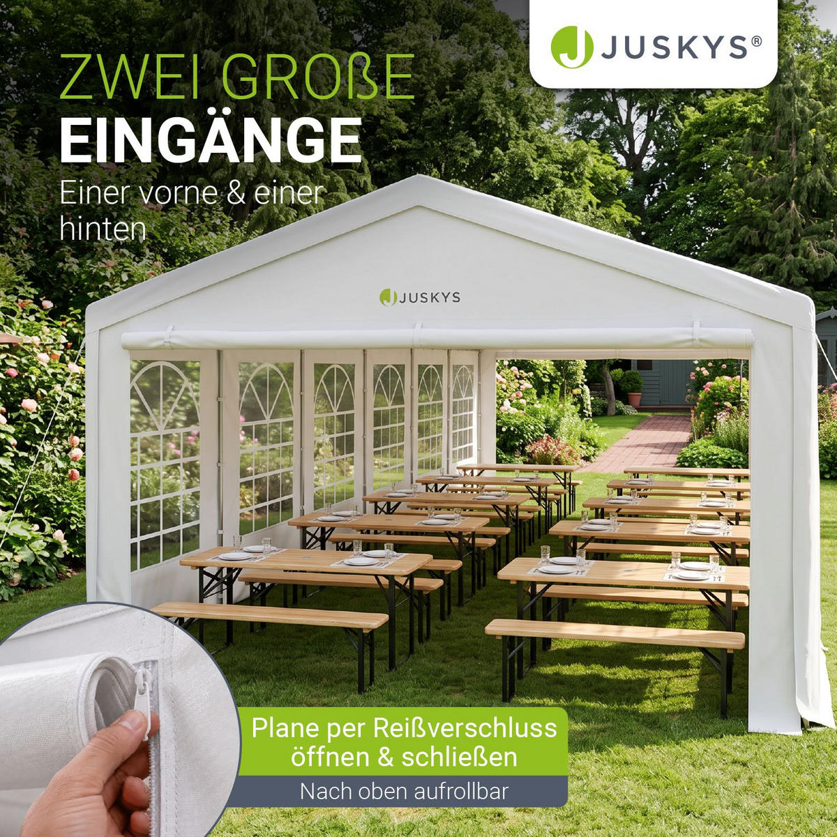 FESTZELT Partyzelt Gala weiß 6x12 m - Weiß, Kunststoff (600/292/1200cm) - Juskys