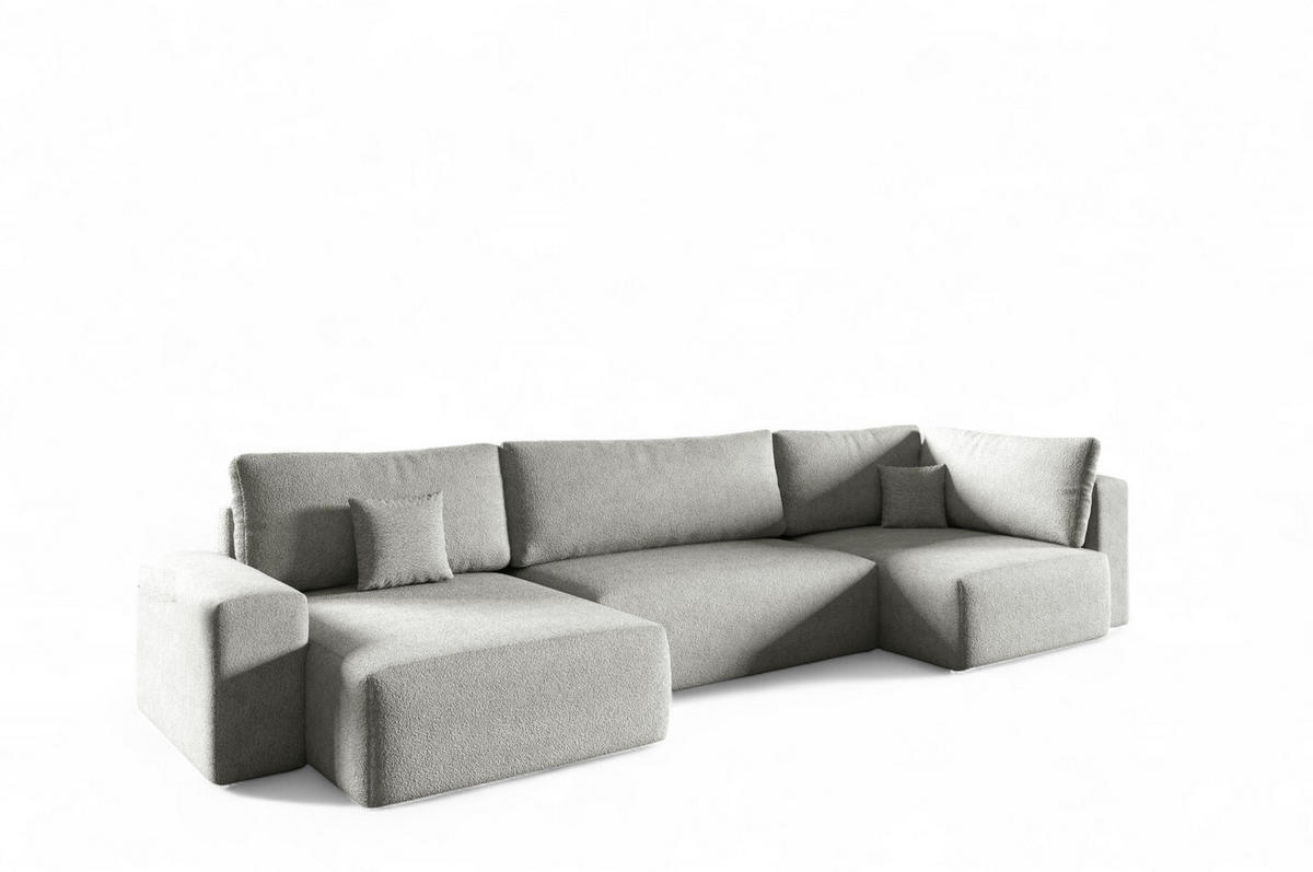 WOHNLANDSCHAFT Arona Xl - Hellgrau, Holzwerkstoff/Textil (148/70/397cm) - Fun Möbel