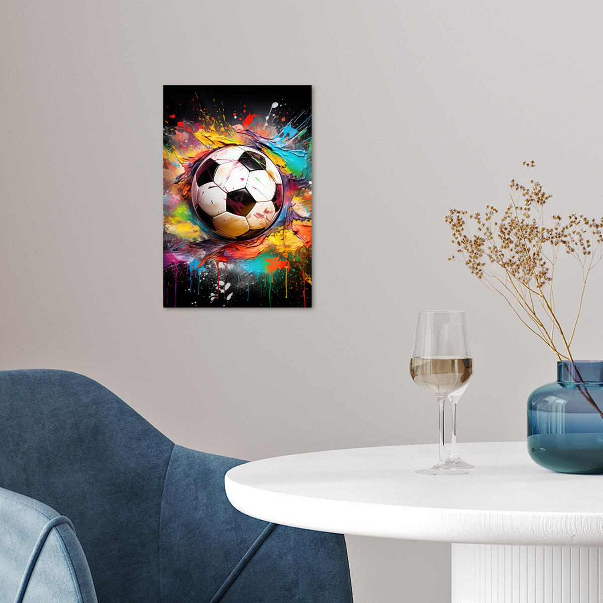 POSTER Fußball - Farbe - Farben - Schwarz - Weiß 20x30 cm - Weiß, Papier (20/30/0.1cm) - MuchoWow