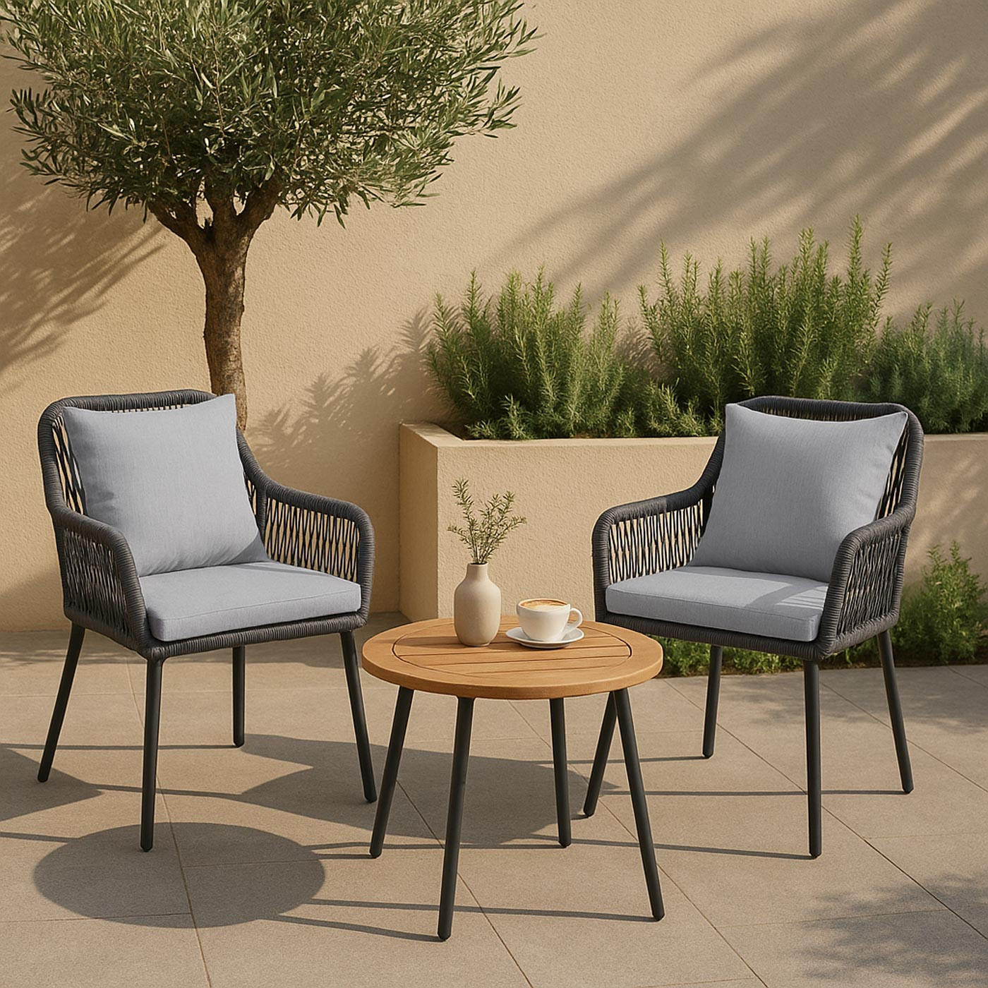 GARTENSTUHL Anthrazit, Grau - Anthrazit/Grau, Textil (54/81/62cm) - MCW