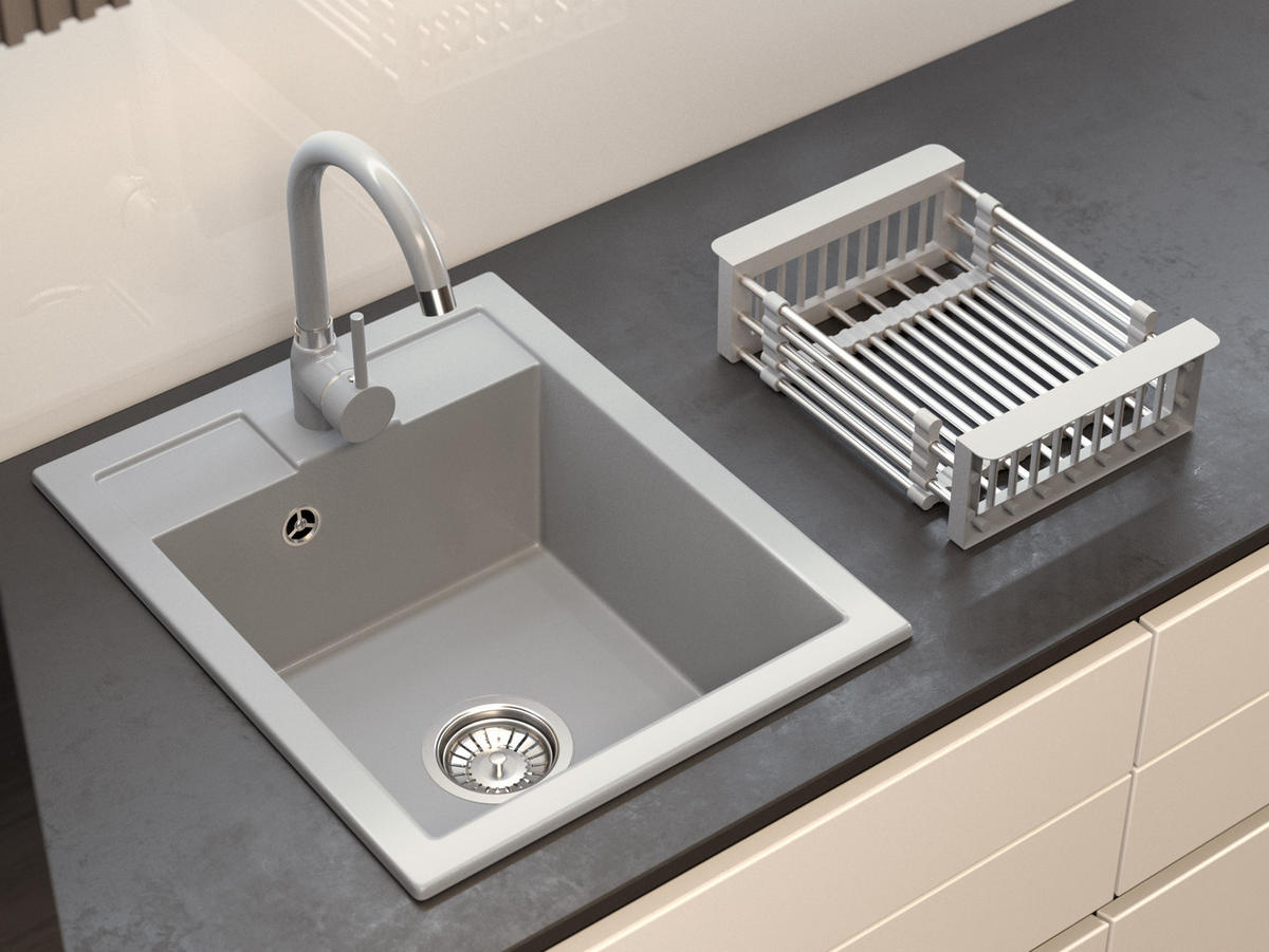 GRANITSPÜLE Best Mit Batterie und Siphon - Grau, Kunststoff/Stein (40/16/50cm) - Granitan