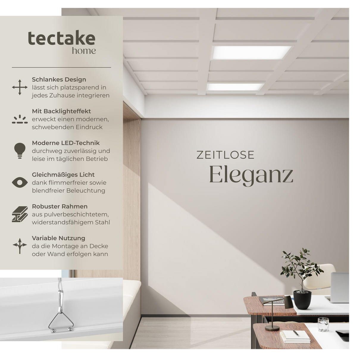 LED-PANEEL Lucerna, vielseitige Einsatzmöglichkeiten, weiß - Weiß, Textil (62/62/3.4cm) - tectake