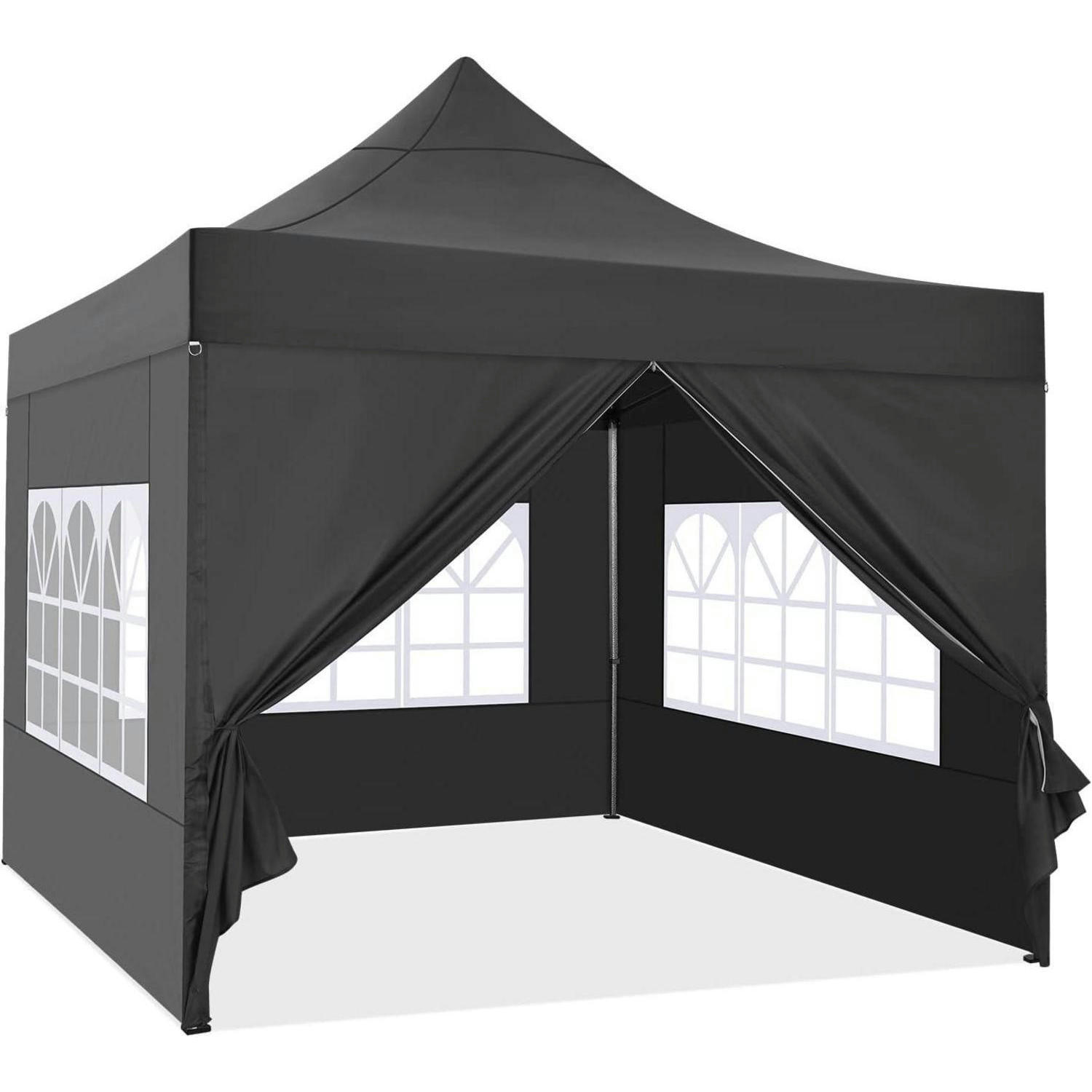 FALTPAVILLON 3x3m Schwarz mit 4 Seitenwänden - Schwarz, Textil (300/328/300cm)