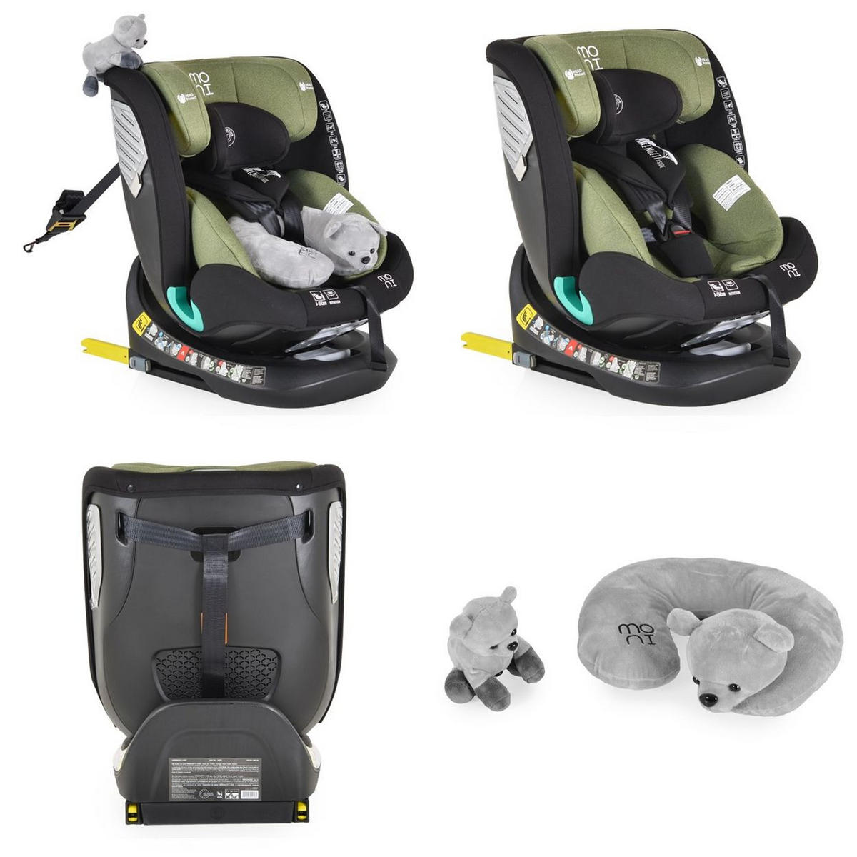 KINDERSITZ Serengeti i-Size grün (40-150cm) Isofix, Kuscheltier, Nackenkissen - Grün, Kunststoff (44/60/17cm) - Moni