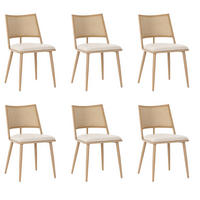 ESSZIMMERSTUHL 6er Set PU Rattan Beige - Beige, Holz (56.5/80/49cm) - FLIEKS