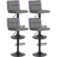 BARHOCKER 4er Set Fenai Samt grau - Schwarz/Grau, Textil/Metall (40/106/40cm) - TPFLiving