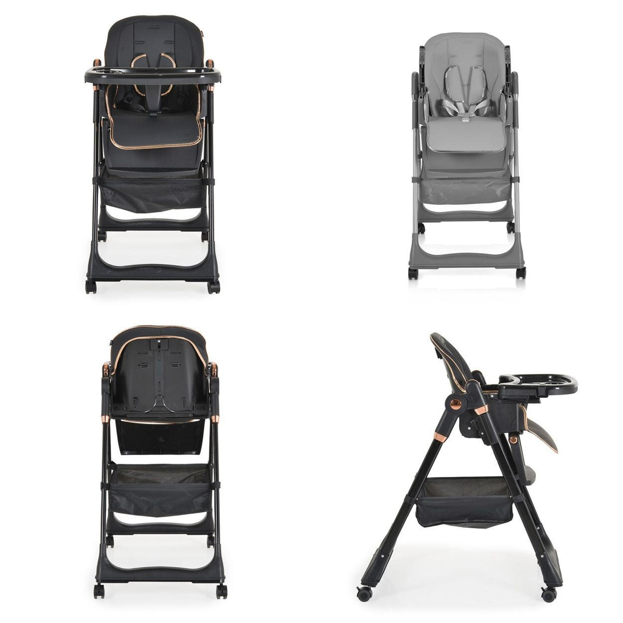 HOCHSTUHL Lindo schwarz Lätzchen Besteck Räder Korb höhenverstellbar - Schwarz, Kunststoff (49/100/90cm) - Moni