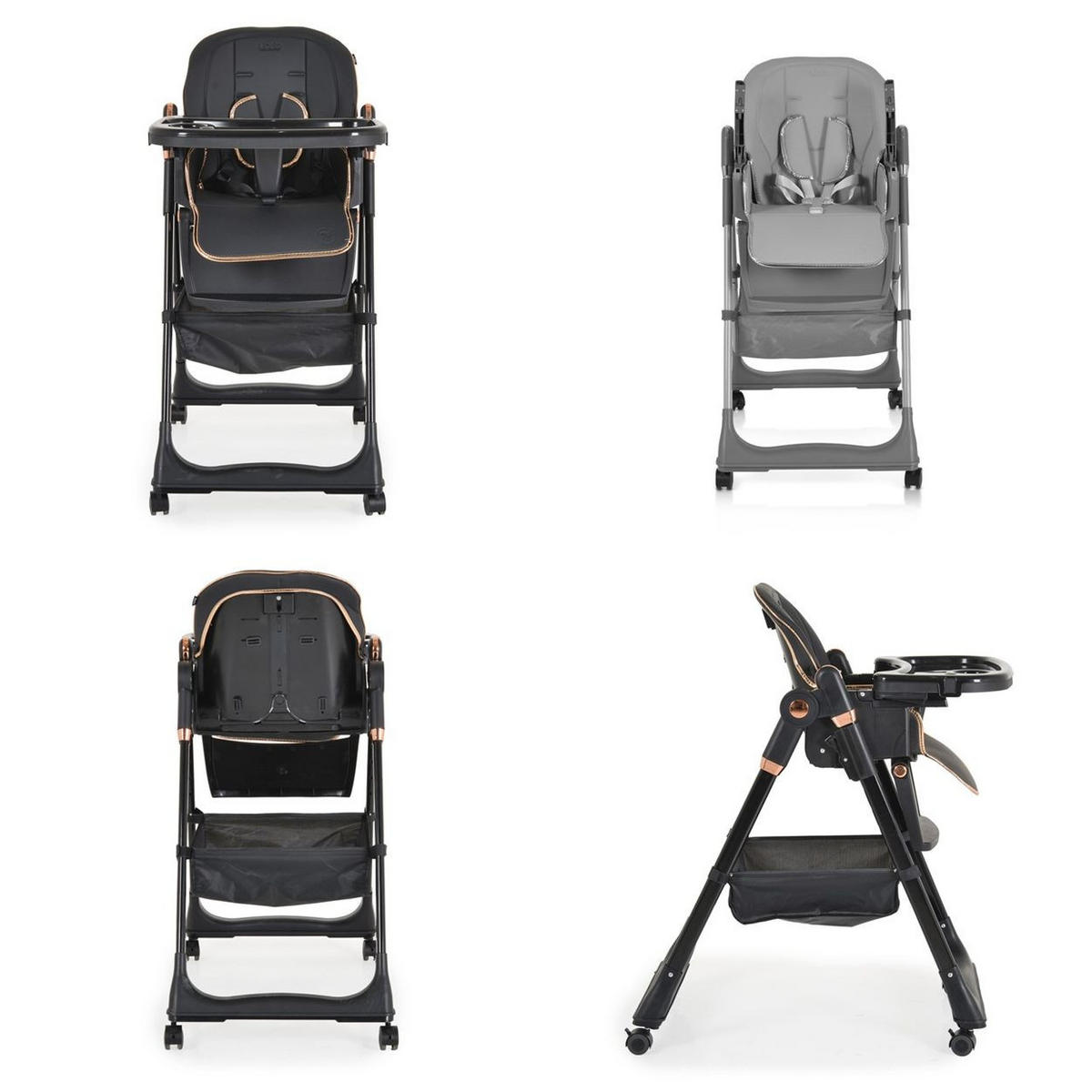 HOCHSTUHL Lindo schwarz Lätzchen Besteck Räder Korb höhenverstellbar - Schwarz, Kunststoff (49/100/90cm) - Moni