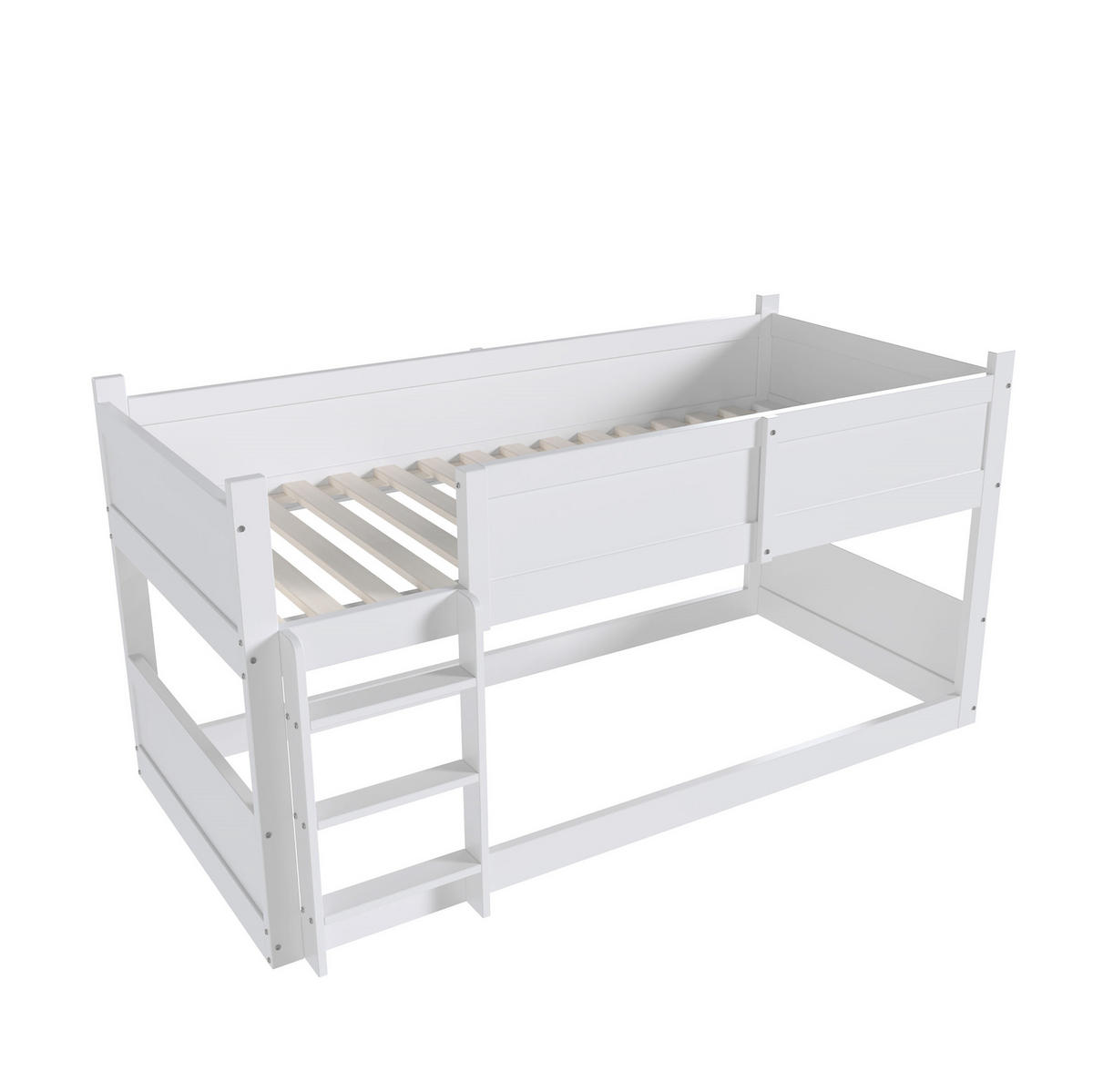 ETAGENBETT Kinderbett 90/200 cm aus Kiefer mit 3 Schlafplätzen Weiß - Weiß, Holzwerkstoff (90/200cm) - Modenvie