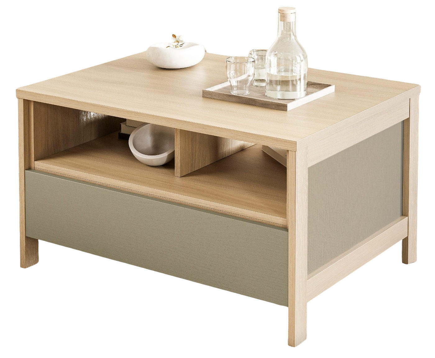 Furn.Design Couchtisch Salbeigrün, Eiche 60x80x46 cm