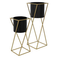 BLUMENSTÄNDER 2er Set - Goldfarben, Metall (24/24/70.5cm) - ML-DESIGN